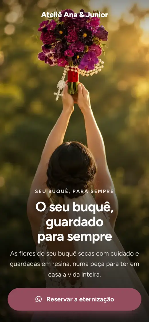 Página de eternização de buquê